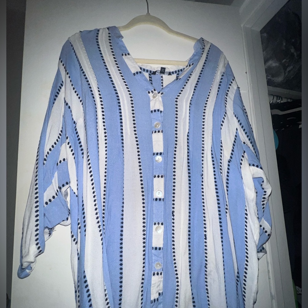 Blue button down blouse